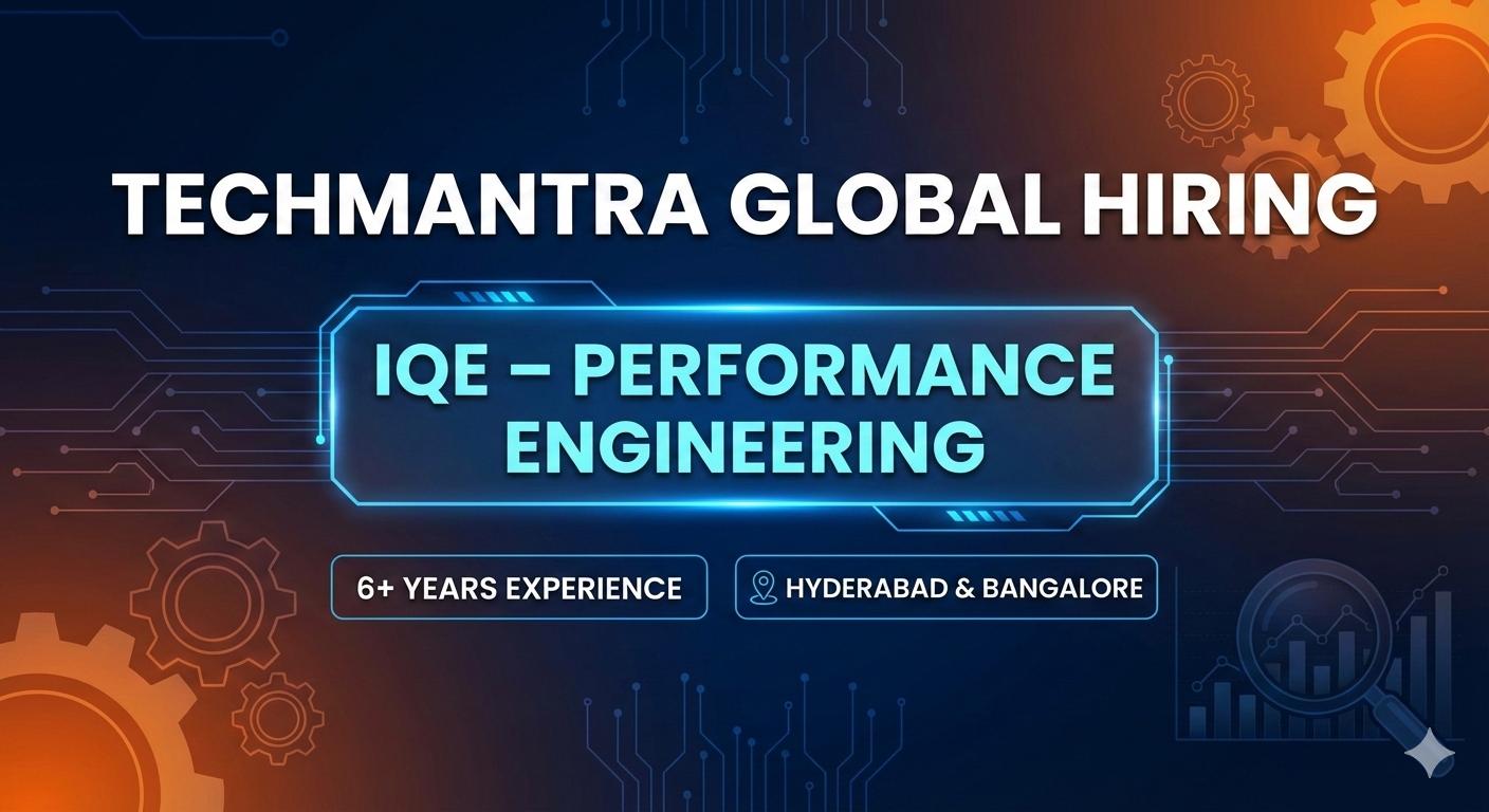 TechMantra Global Hiring IQE – Performance Engineering | 6+ Years | Hyderabad & Bangalore