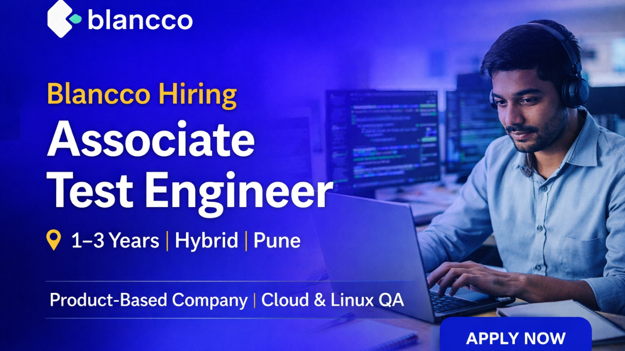 Blancco hiring Associate Test Engineer in Pune with hybrid work option, cloud and Linux QA role for 1–3 years experience