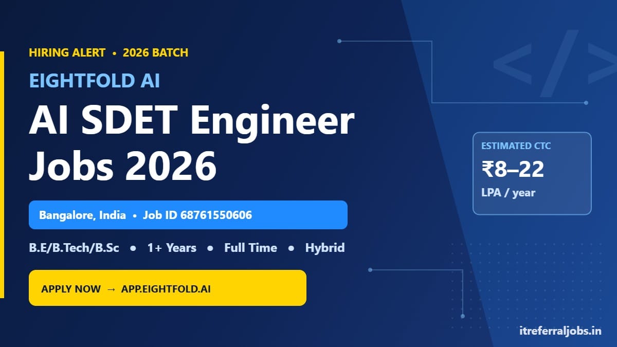 Eightfold AI SDET Engineer Jobs in Bangalore 2026 | Apply Now