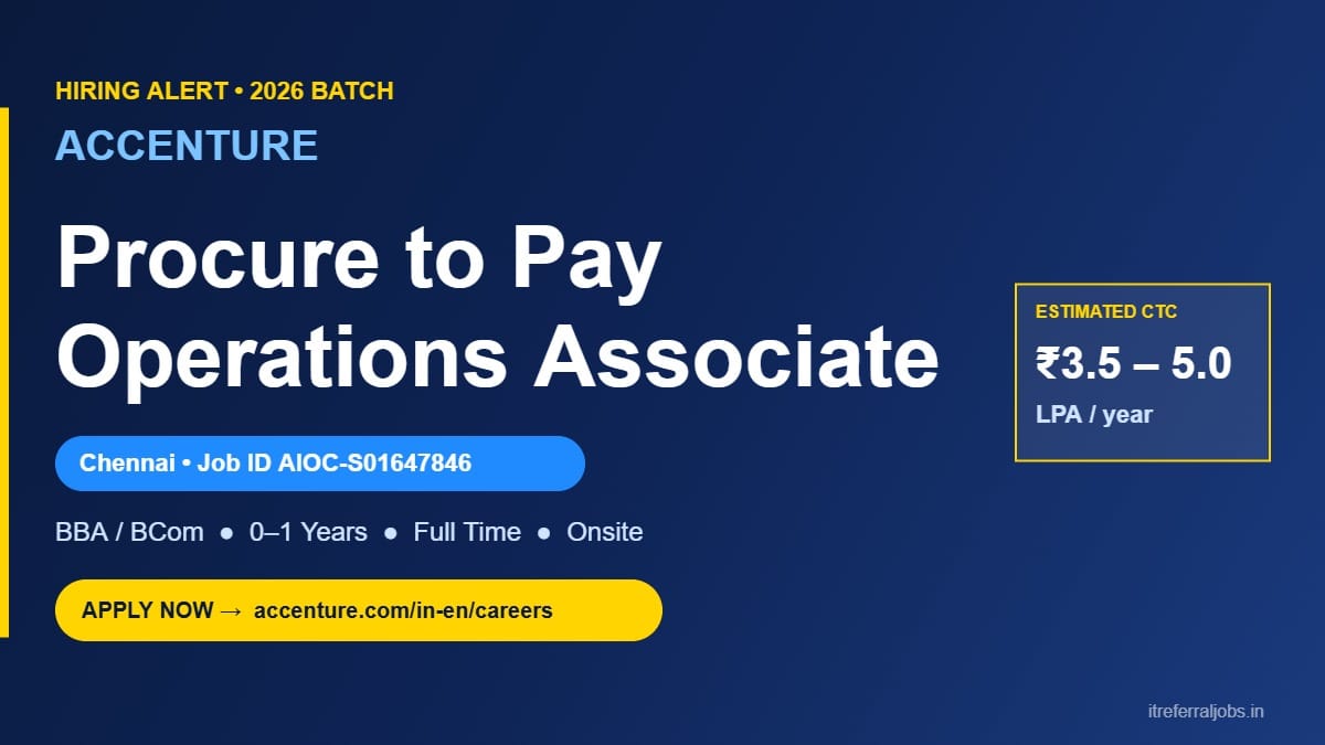 Accenture Hiring P2P Operations New Associate in Chennai 2026
