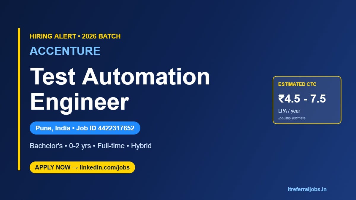 Accenture Test Automation Engineer Pune 2026 | Apply Now