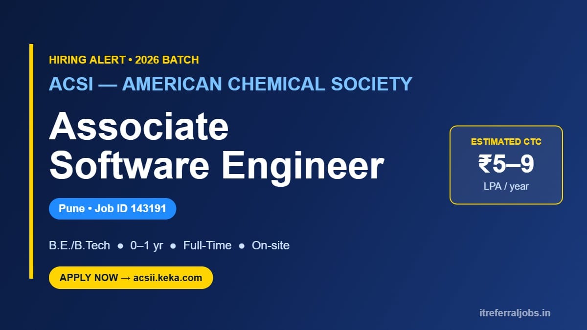Associate Software Engineer Pune 2026 — ACSI Careers (Freshers)