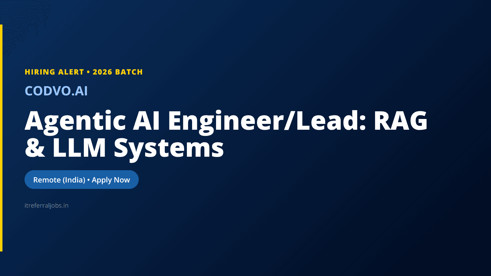 Agentic AI Engineer/Lead: RAG & LLM Systems