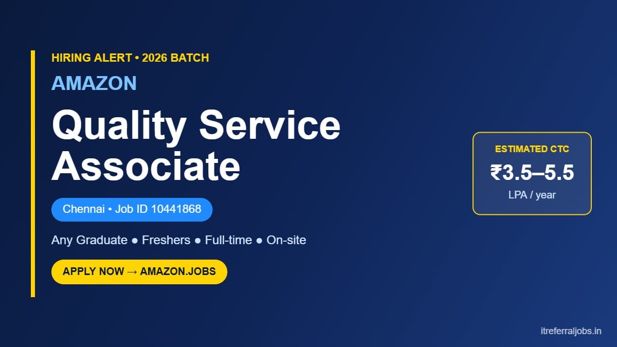 Amazon Quality Service Associate Jobs 2026 in Chennai, India