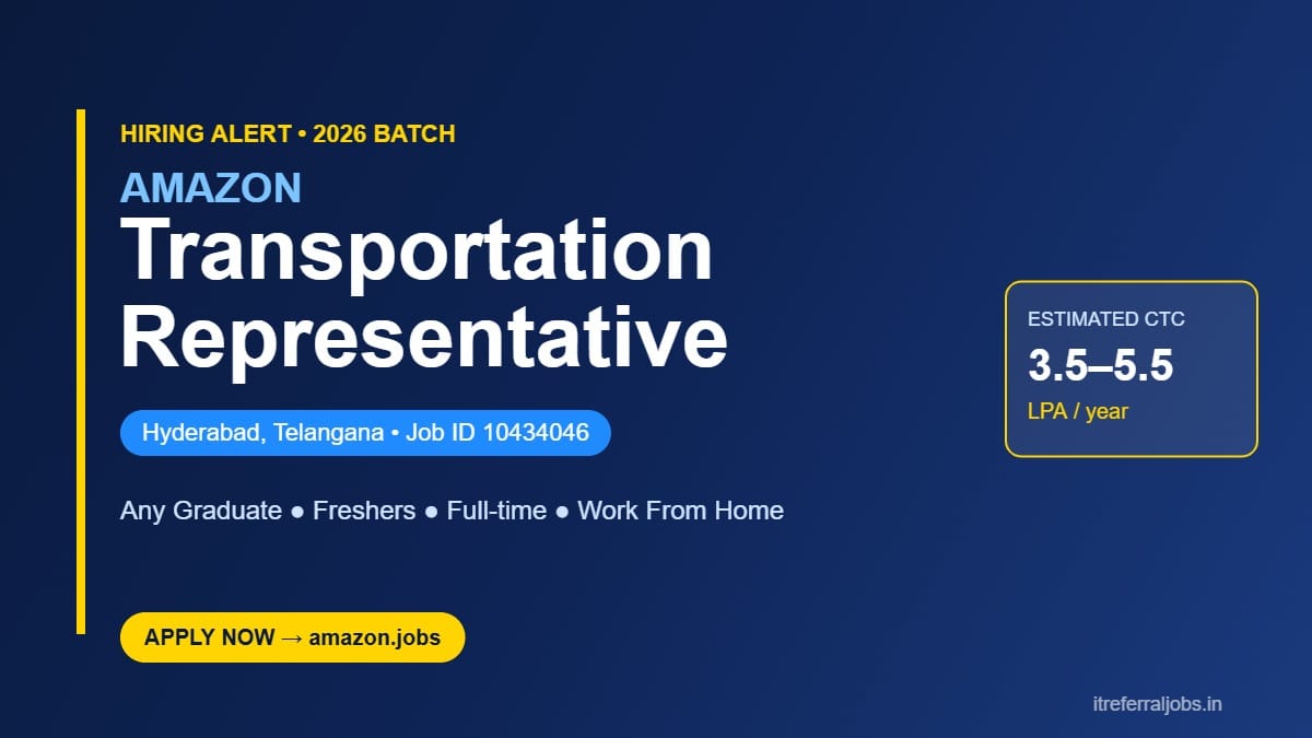 Amazon Transportation Representative WFH Jobs 2026 India