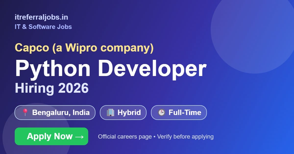 Capco Python Developer Jobs 2026 in Bengaluru | Apply Now