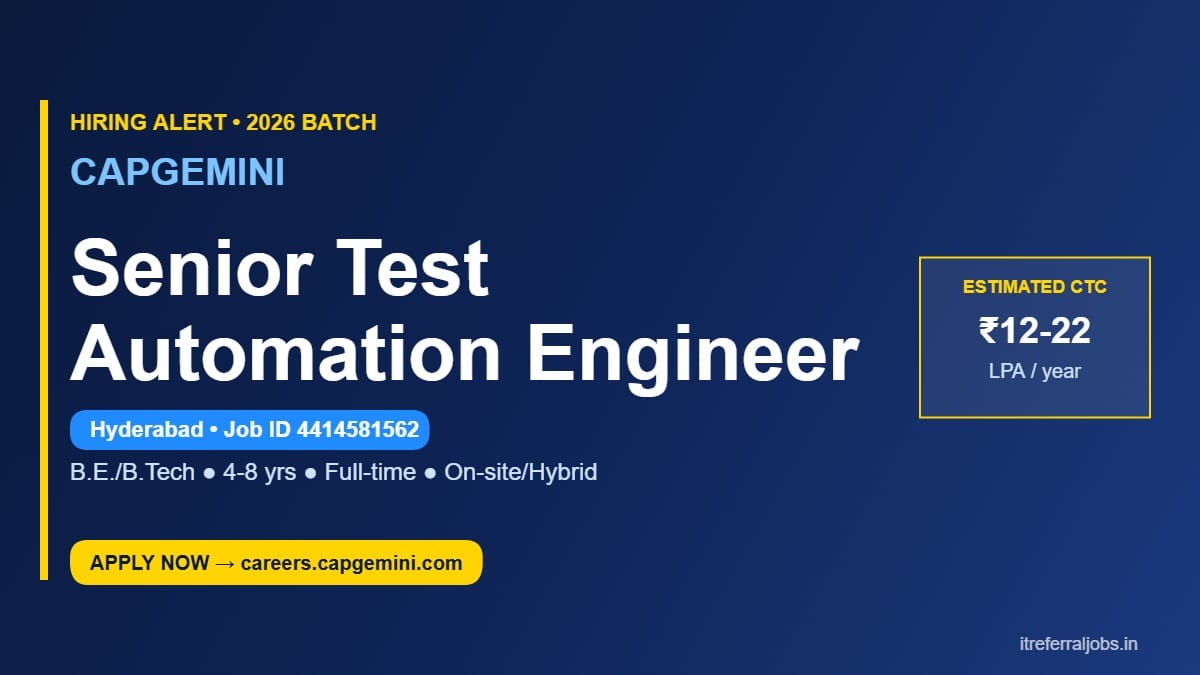 Capgemini Senior Test Automation Engineer Hyderabad 2026