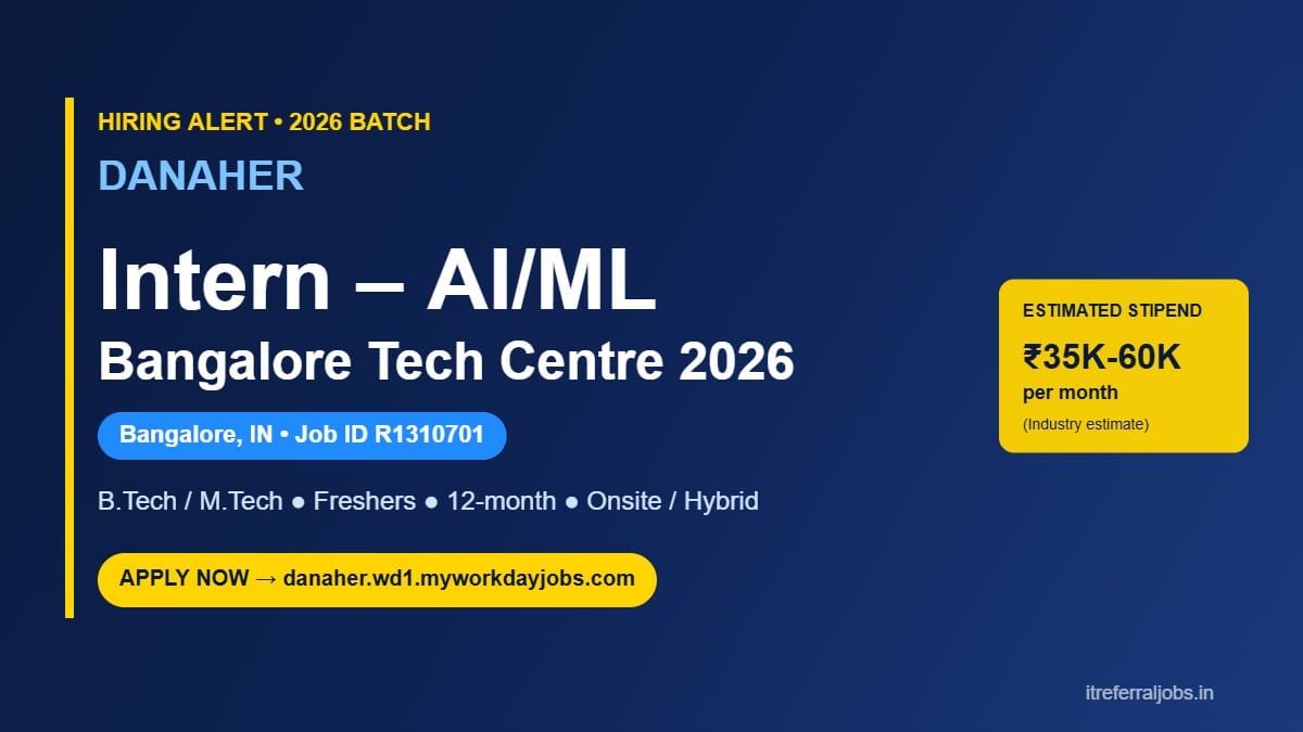 Danaher AI/ML Internship 2026 in Bangalore | Apply Online