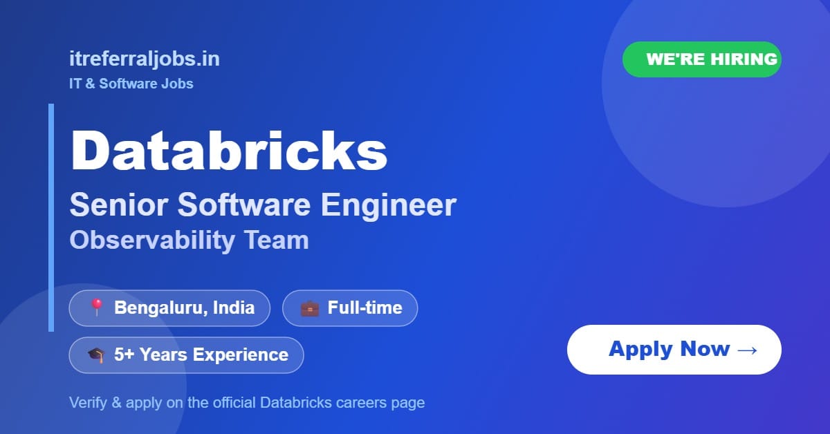 Databricks Senior Software Engineer (Observability) Jobs 2026 in Bengaluru | Apply Now