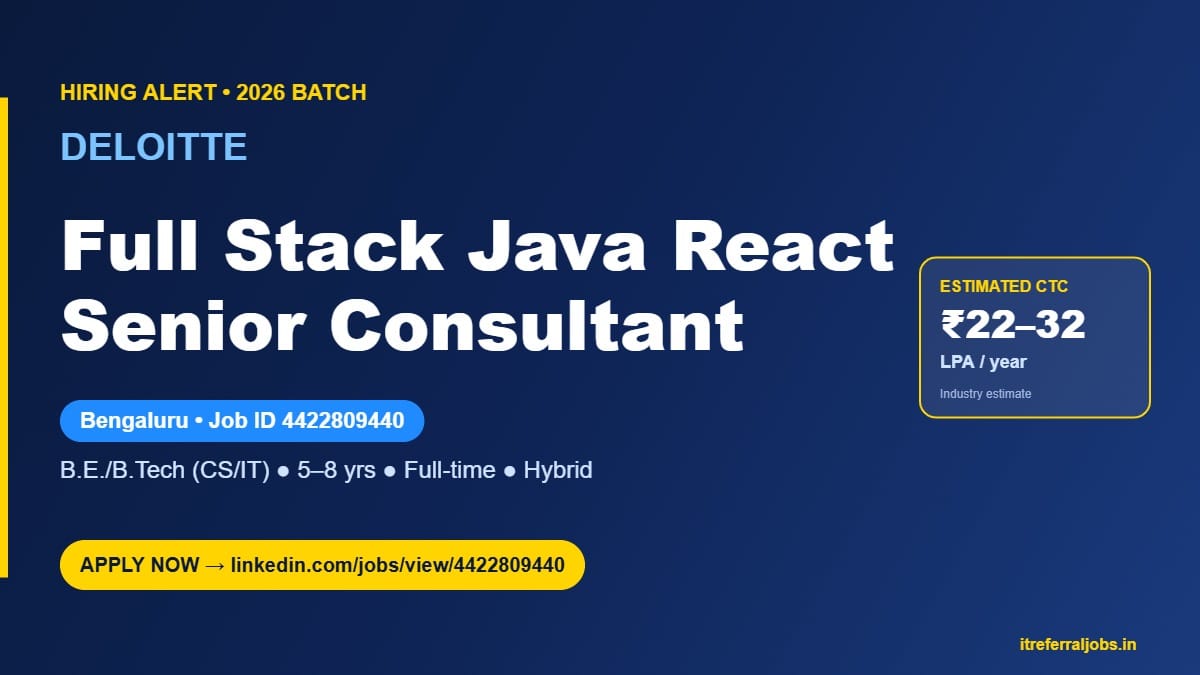 Deloitte Full Stack Java React Senior Consultant – Bengaluru 2026