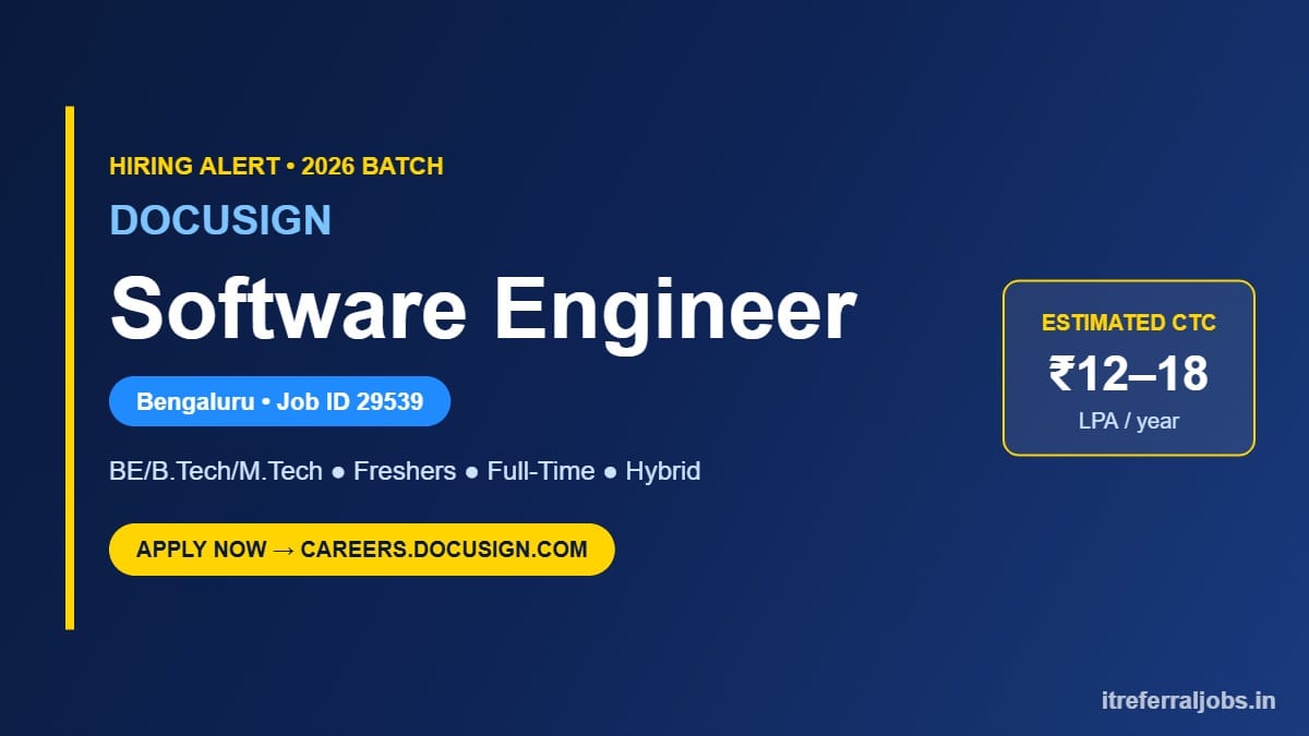 DocuSign Recruitment 2026: Software Engineer Jobs Bengaluru