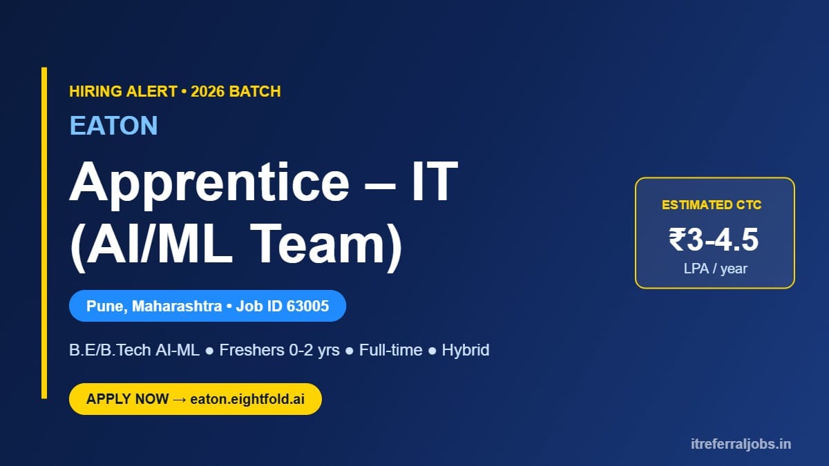 Eaton Off Campus Recruitment 2026: IT Apprentice Jobs in Pune