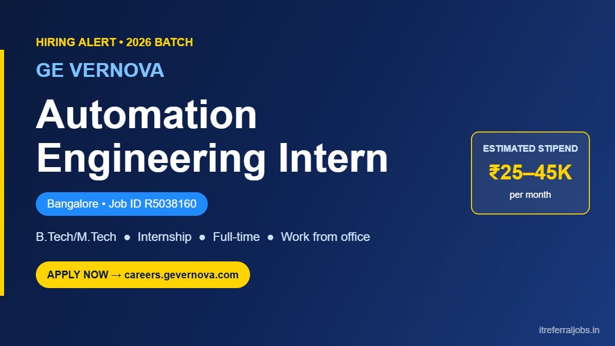 GE Vernova Automation Engineering Intern Jobs Bangalore 2026