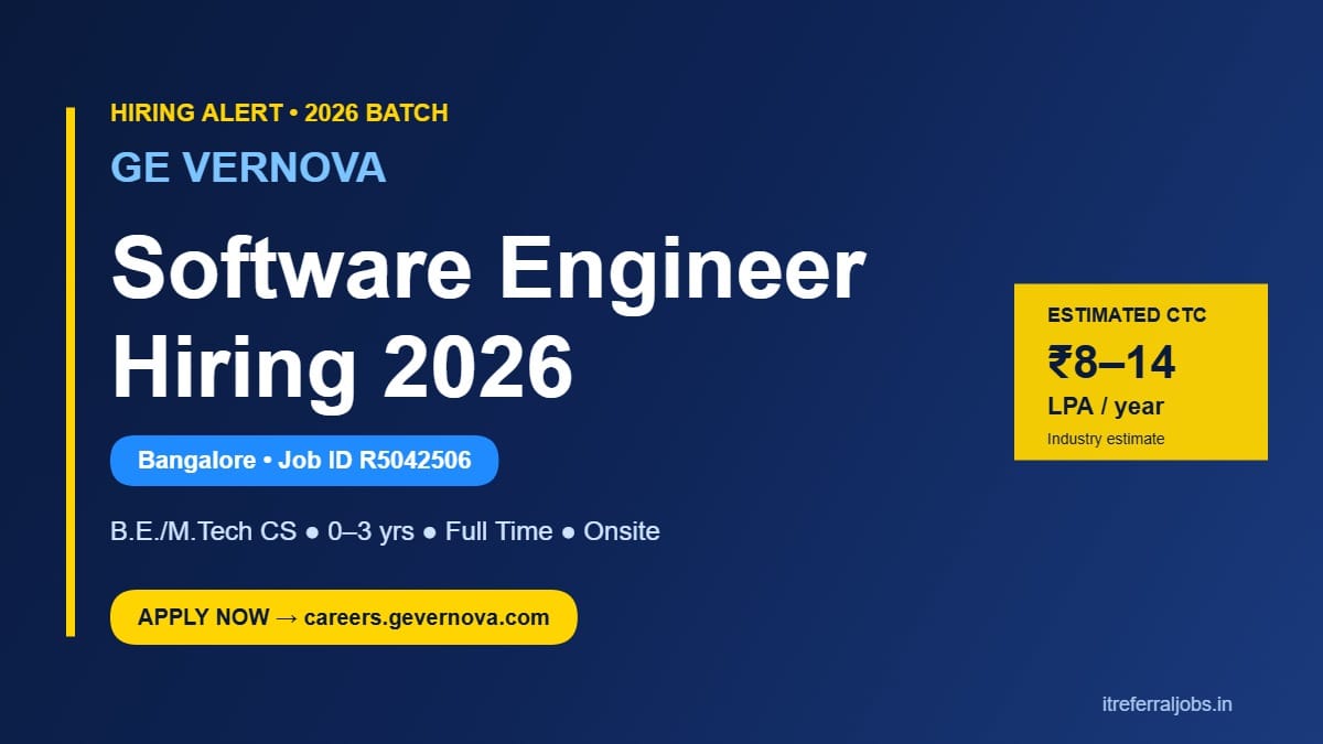 GE Vernova Recruitment 2026: Software Engineer Bangalore