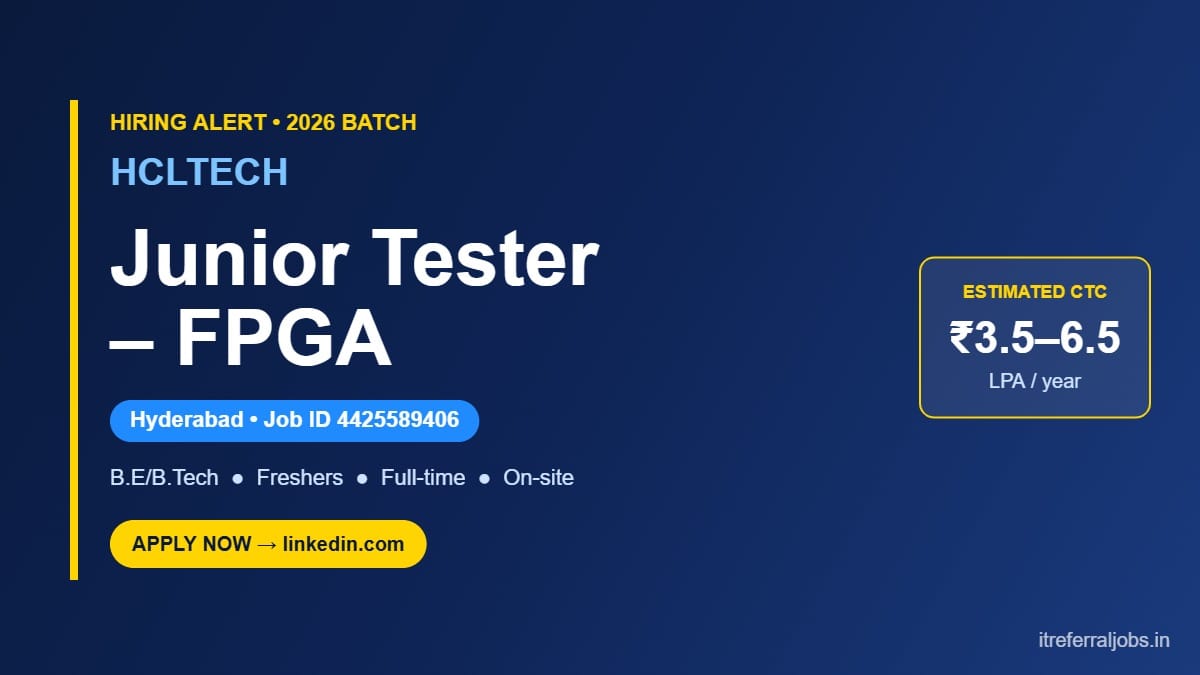 HCLTech Junior Tester FPGA Hyderabad 2026 | Apply Online