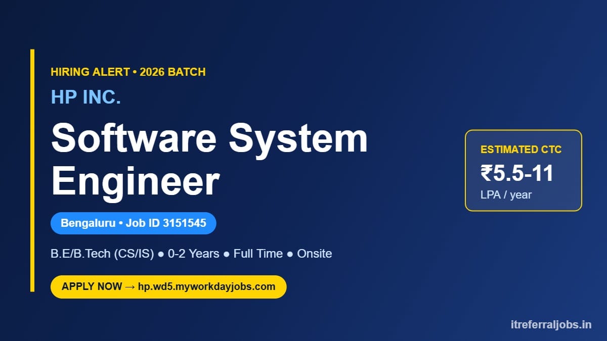 HP Software System Engineer Jobs 2026 in Bengaluru | Apply Online