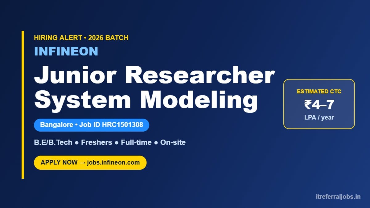 Infineon Apprentice Jobs Bangalore 2026 | Junior Researcher