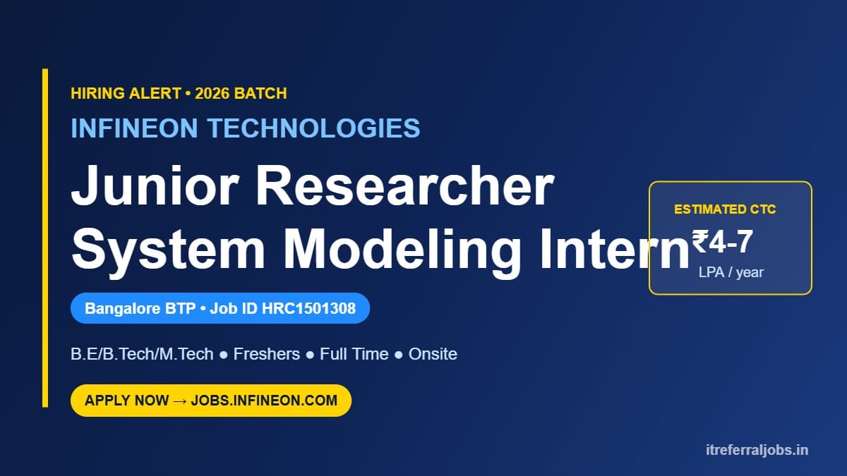 Infineon Internship 2026: Junior Researcher Jobs in Bangalore