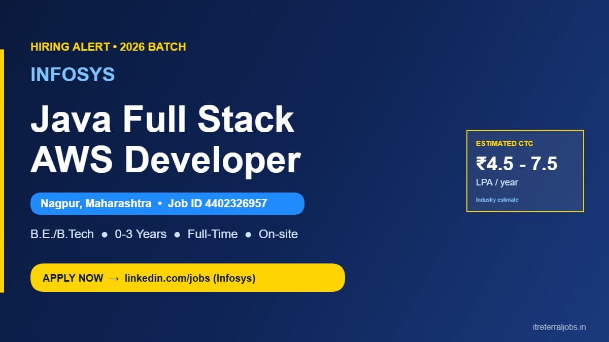 Infosys Java Full Stack AWS Developer Jobs in Nagpur 2026