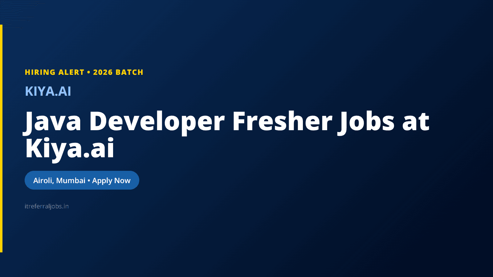 Java Developer Fresher Jobs at Kiya.ai