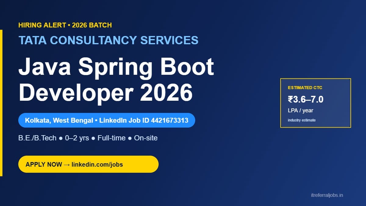 Java Spring Boot Developer at TCS Kolkata 2026 | Apply