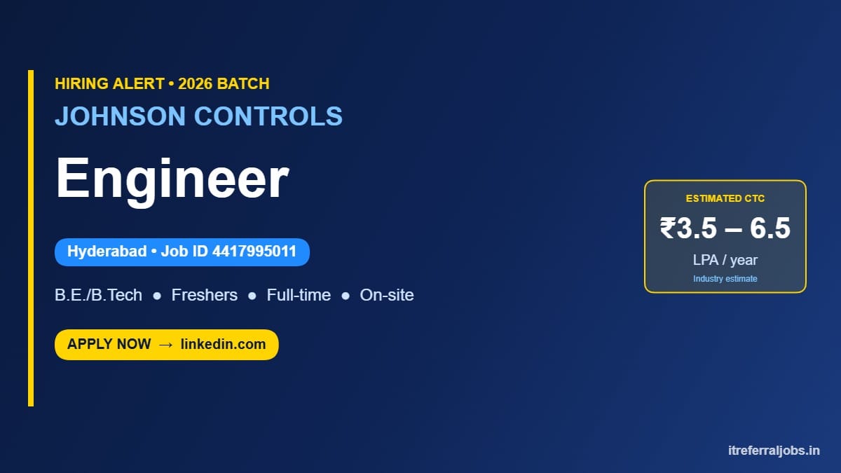 Johnson Controls Engineer Jobs Hyderabad 2026 — Apply Now