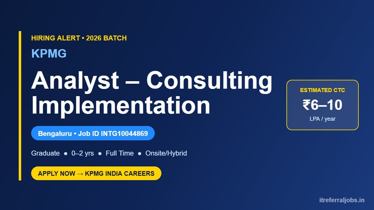 KPMG Analyst Recruitment 2026: Cyber Security Jobs Bangalore