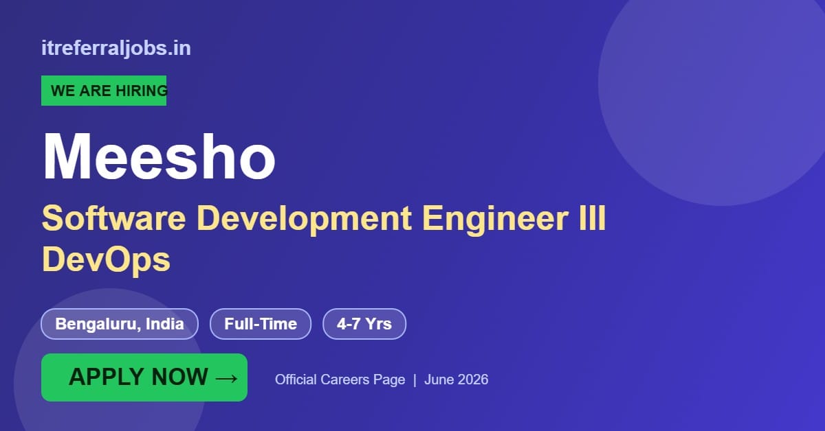 Meesho SDE III DevOps Jobs 2026 in Bengaluru | Apply Now