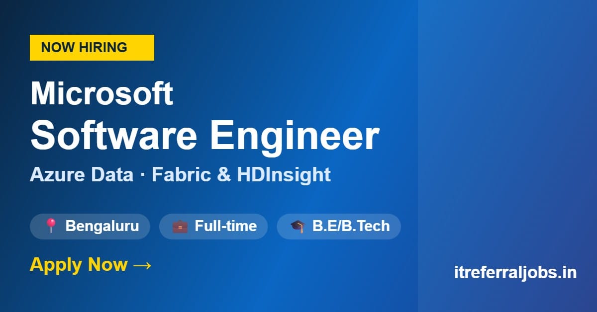 Microsoft Hiring Software Engineer 2026 | Bengaluru | Azure Data (Fabric/HDInsight)