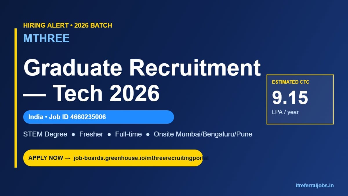 mthree Off Campus Drive 2026: Freshers Hiring at 9.15 LPA