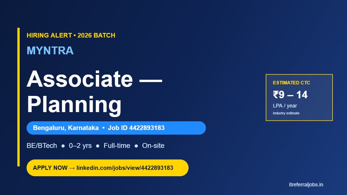 Myntra Associate Planning Bangalore 2026: Apply Online Now