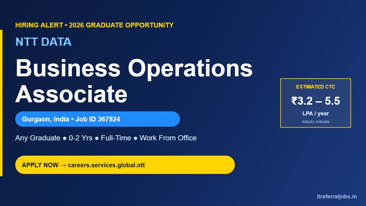 NTT Data Business Operations Associate Jobs in Gurgaon 2026