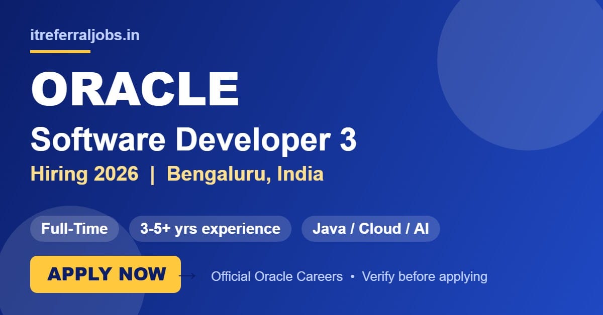 Oracle Software Developer 3 Jobs 2026 in Bengaluru | Apply Now