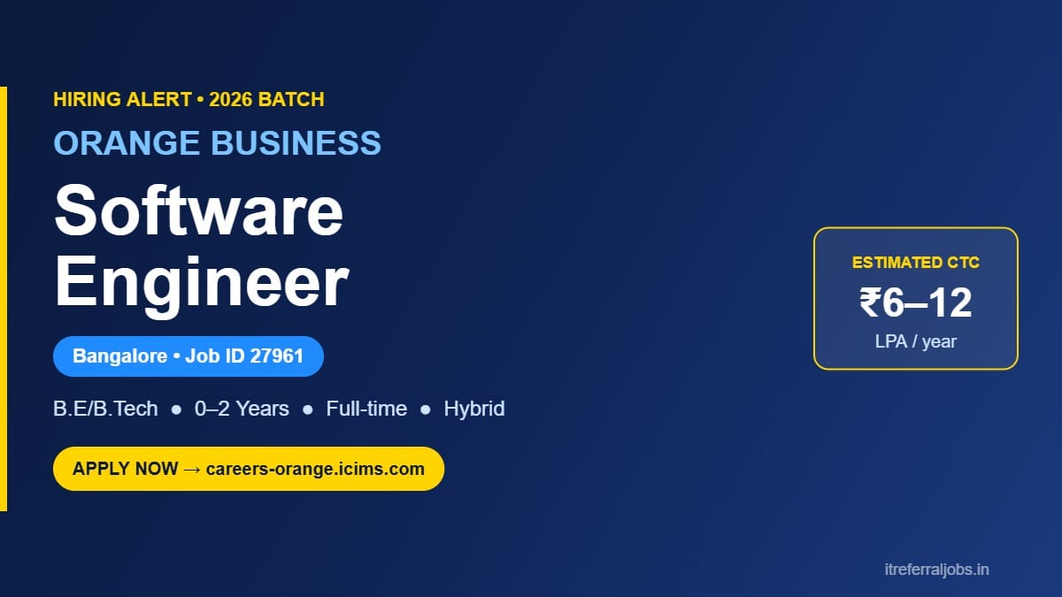 Orange Business Software Engineer Jobs 2026 in Bangalore