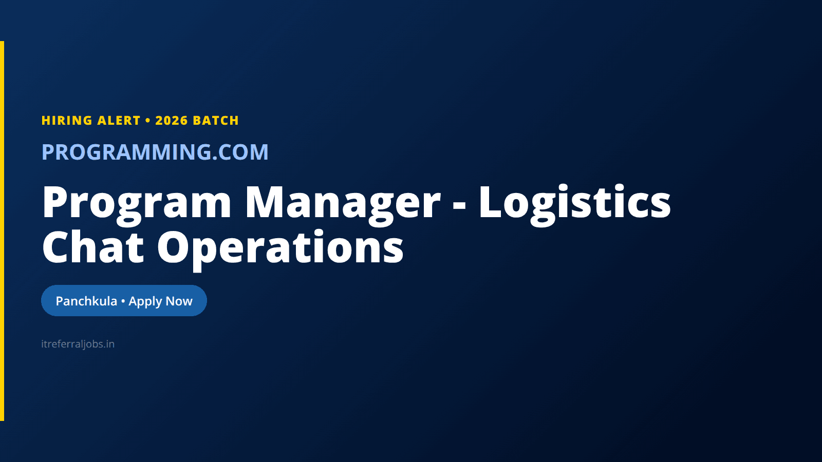 Program Manager – Logistics Chat Operations
