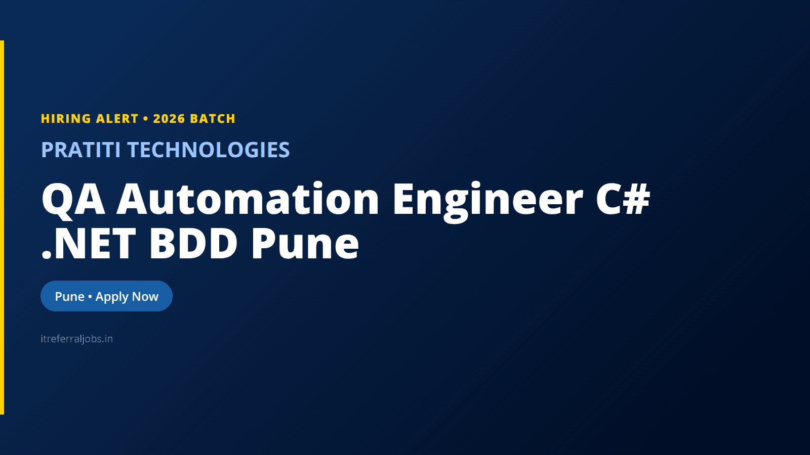 QA Automation Engineer C# .NET BDD Pune