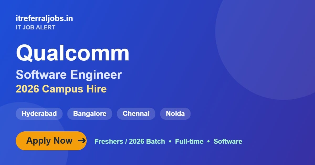 Qualcomm Software Engineer 2026 Campus Hire | Hyderabad, Bangalore, Chennai, Noida — Apply Now