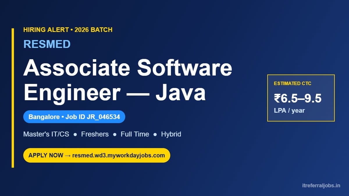 ResMed Associate Software Engineer Jobs in Bangalore 2026