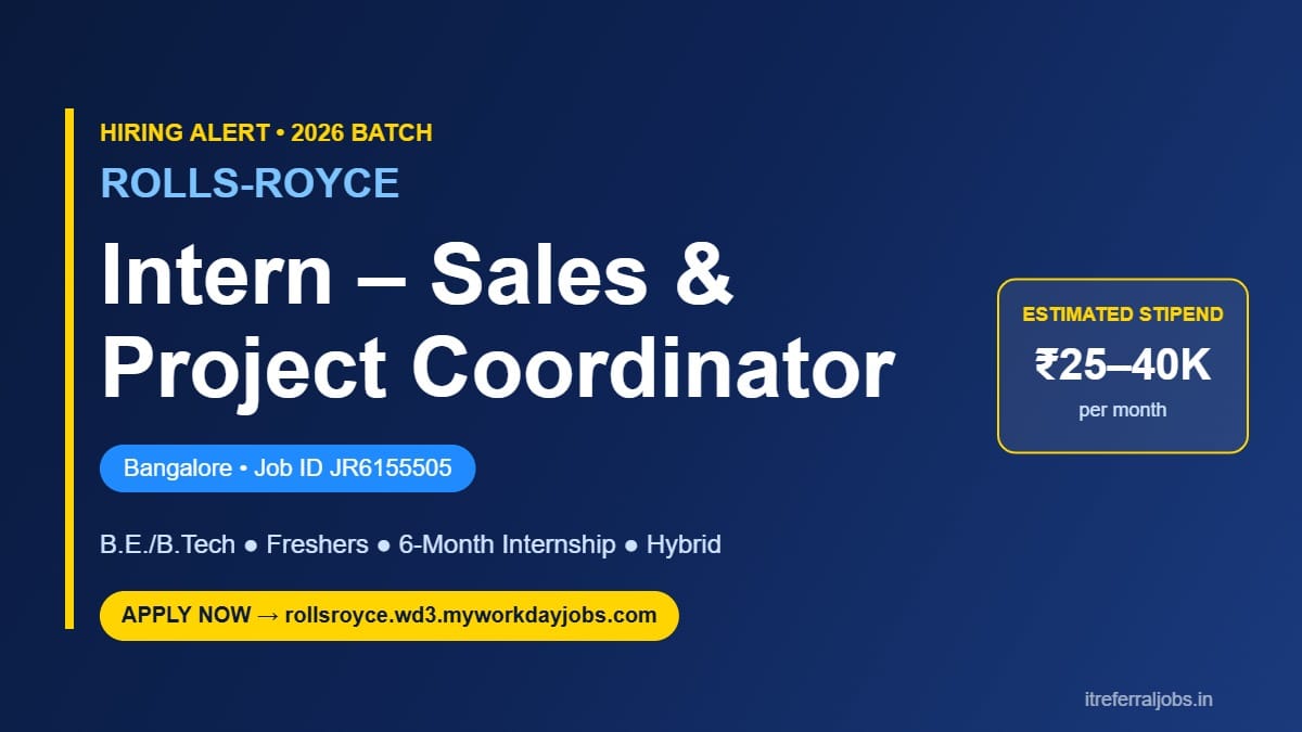 Rolls-Royce Internship 2026: Project Coordinator Job Bangalore