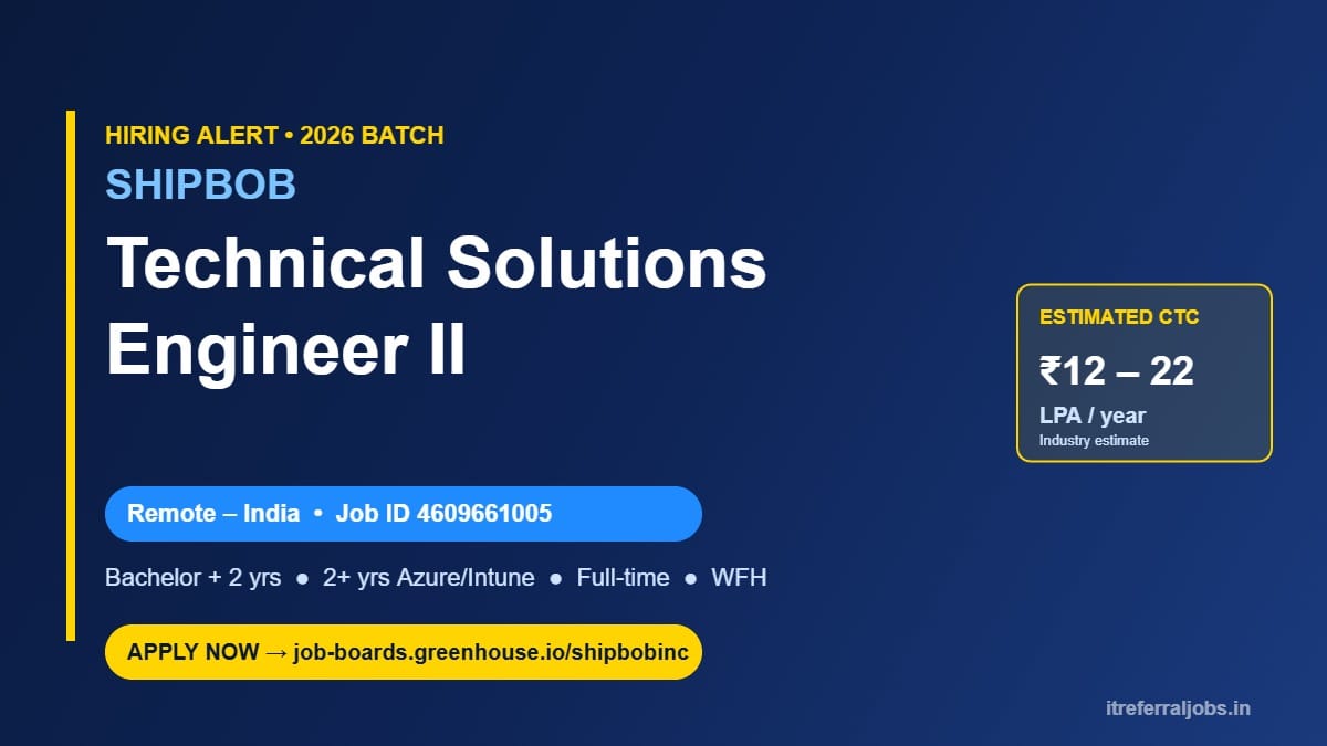 ShipBob Technical Solutions Engineer II WFH Job India 2026
