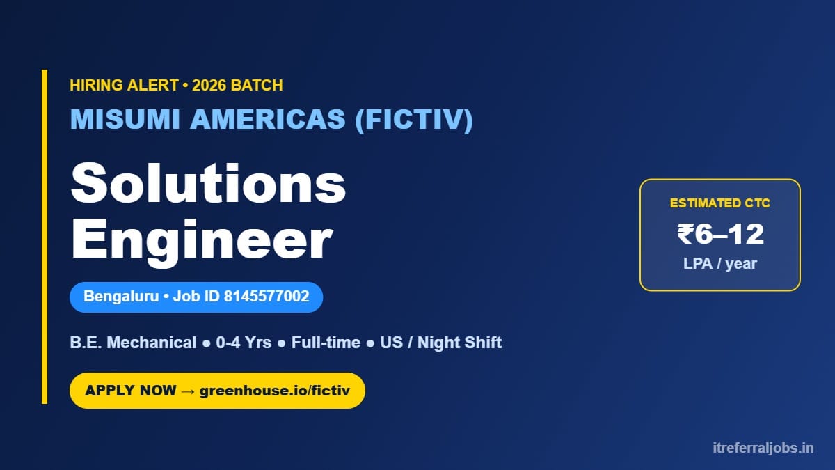 Solutions Engineer Jobs in Bengaluru 2026 | MISUMI Americas