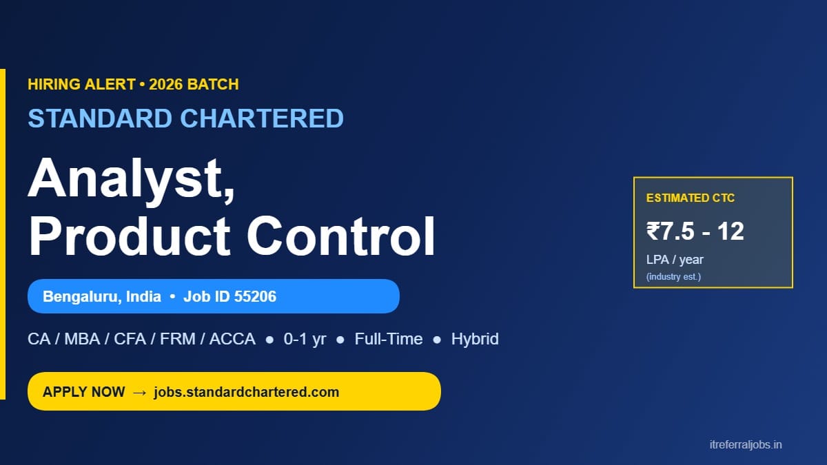 Standard Chartered Analyst Product Control Bengaluru 2026