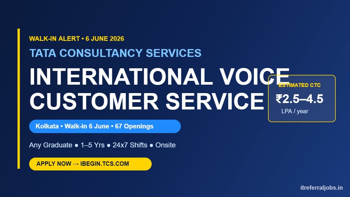 TCS Walk-in Drive Kolkata 2026: International Voice Customer Service Jobs