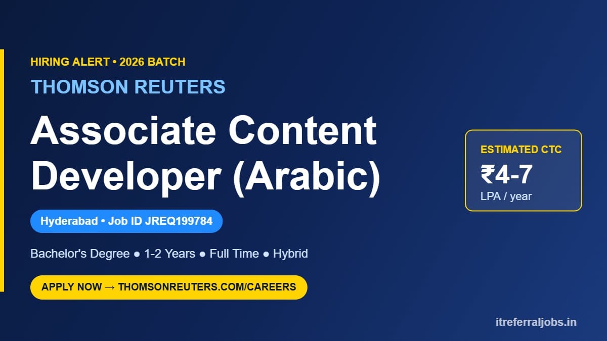 Thomson Reuters Associate Content Developer Jobs Hyderabad 2026