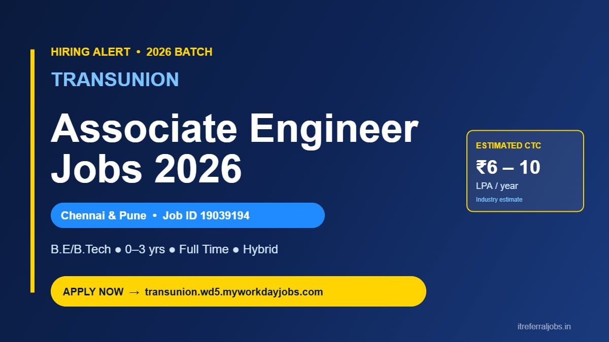 TransUnion Associate Engineer Jobs 2026 Chennai Pune | Apply