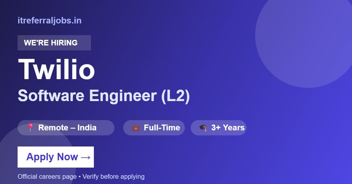 Twilio Software Engineer (L2) Remote India 2026 | Apply Now
