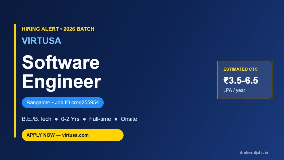 Virtusa Software Engineer Jobs 2026 in Bangalore | Freshers Apply