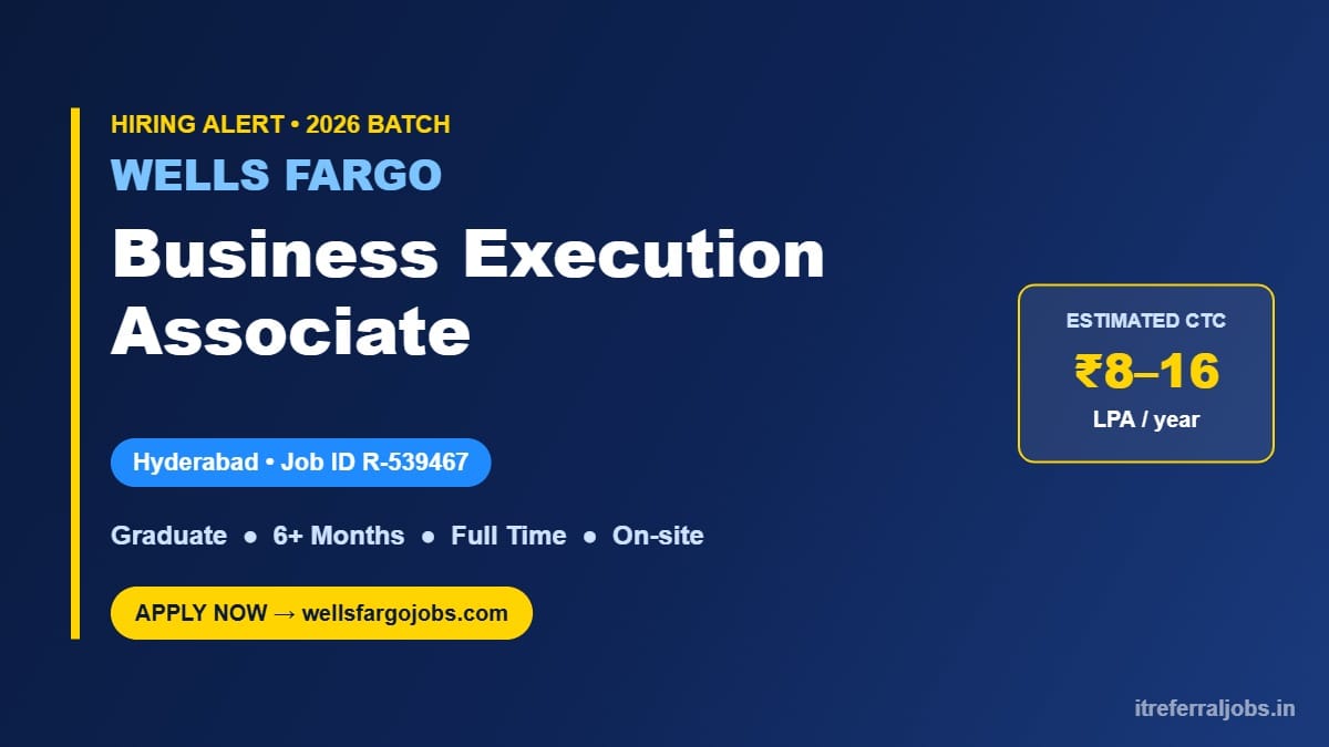 Wells Fargo Business Execution Associate 2026 — Hyderabad