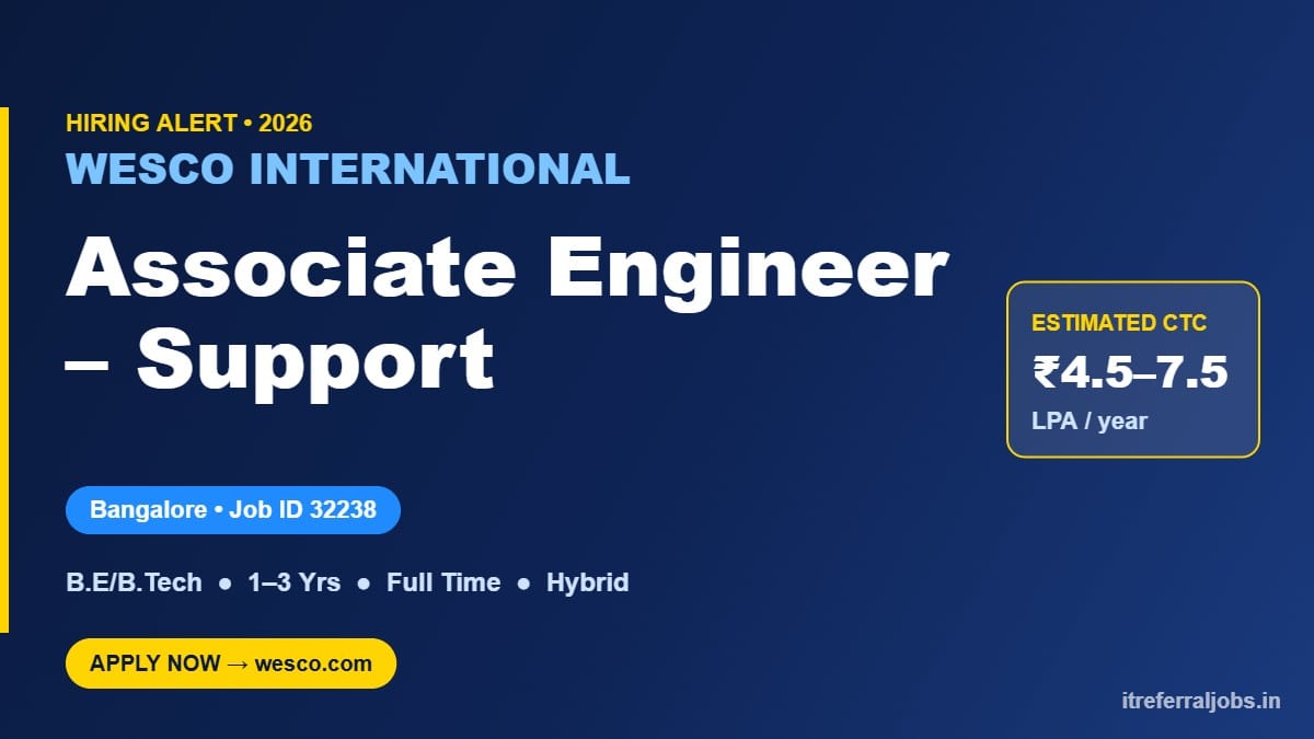 Wesco Associate Engineer Support 2026 | Bangalore IT Jobs