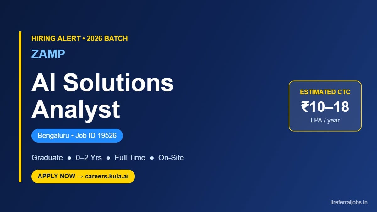Zamp AI Solutions Analyst Jobs 2026 | Bengaluru Freshers